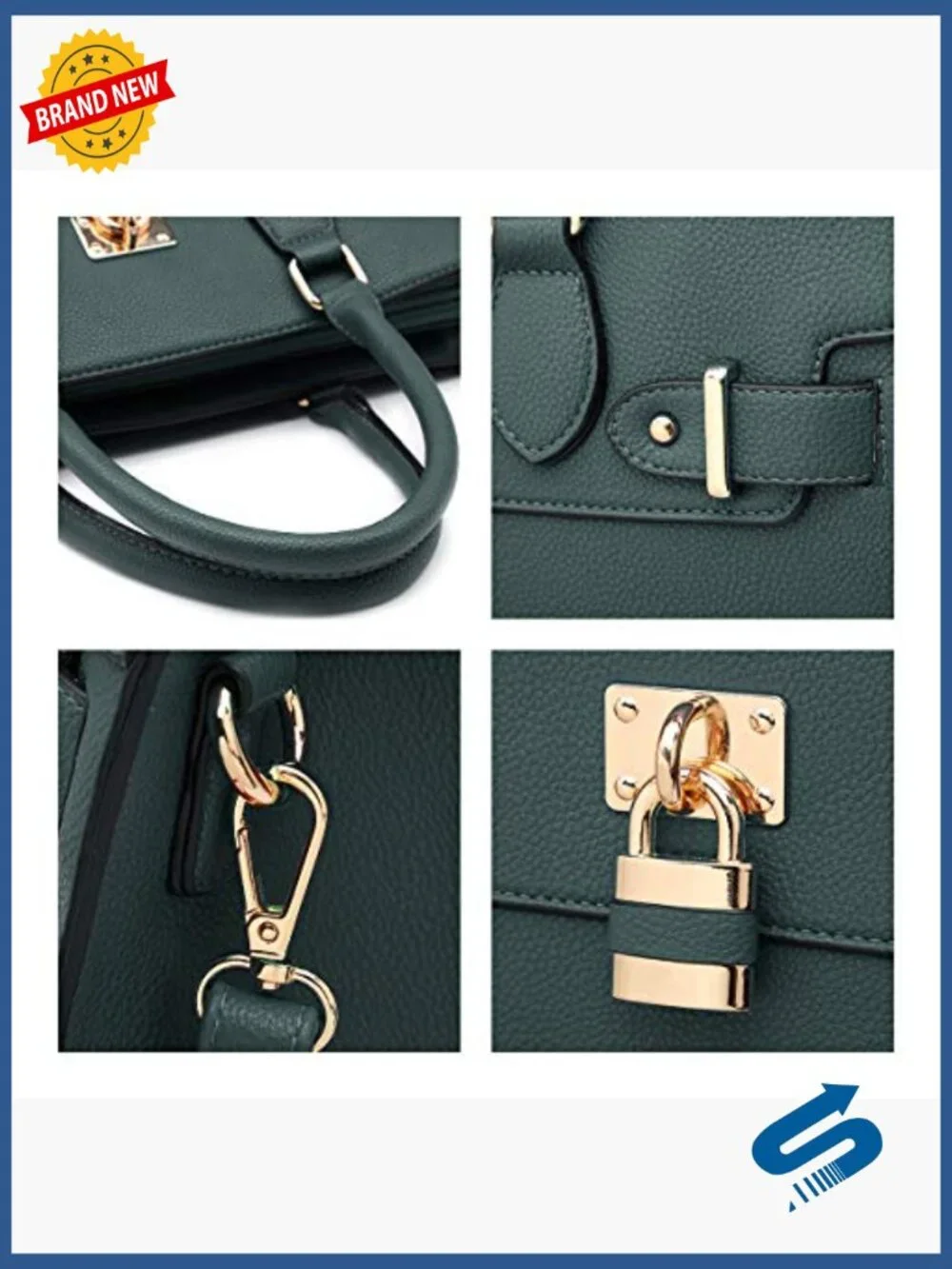 Vegan Leather Satchel Tote Work Bag with Matching Clutch Set
